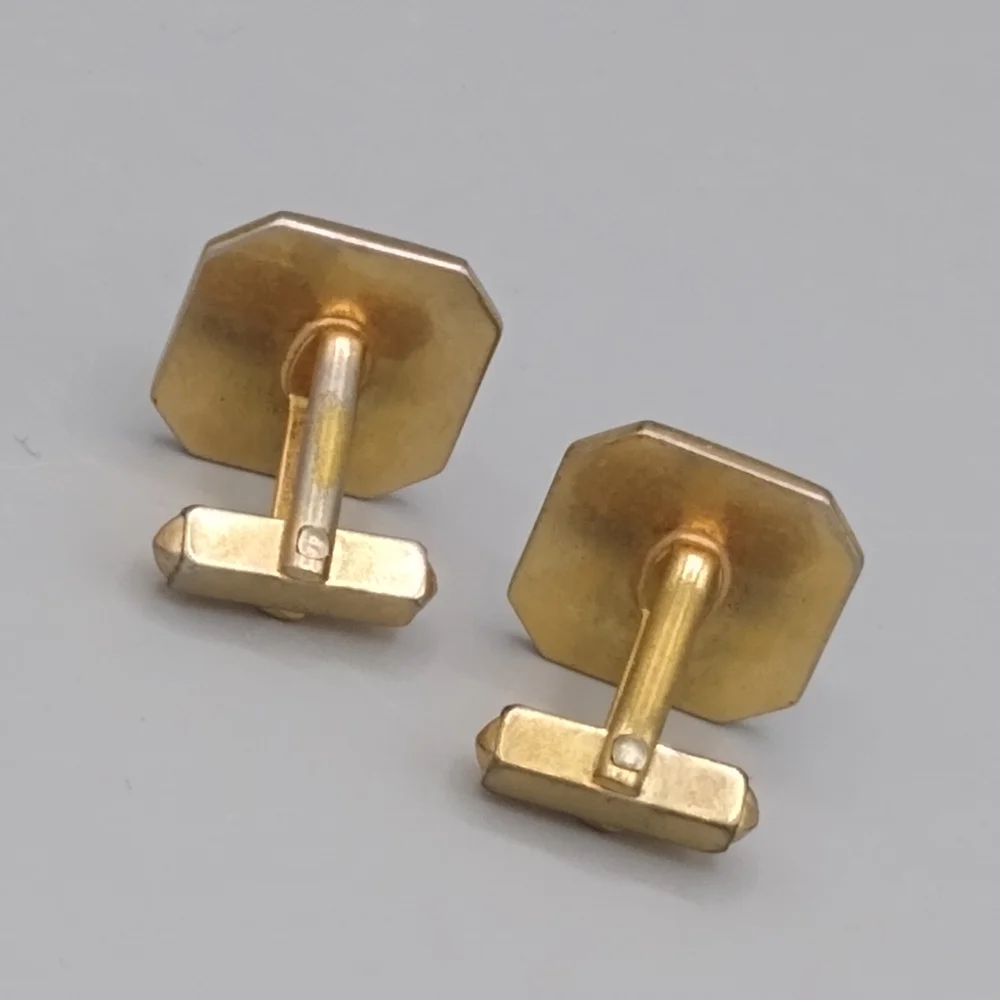 Gold Geometric Pyramid Cuff Links Vintage